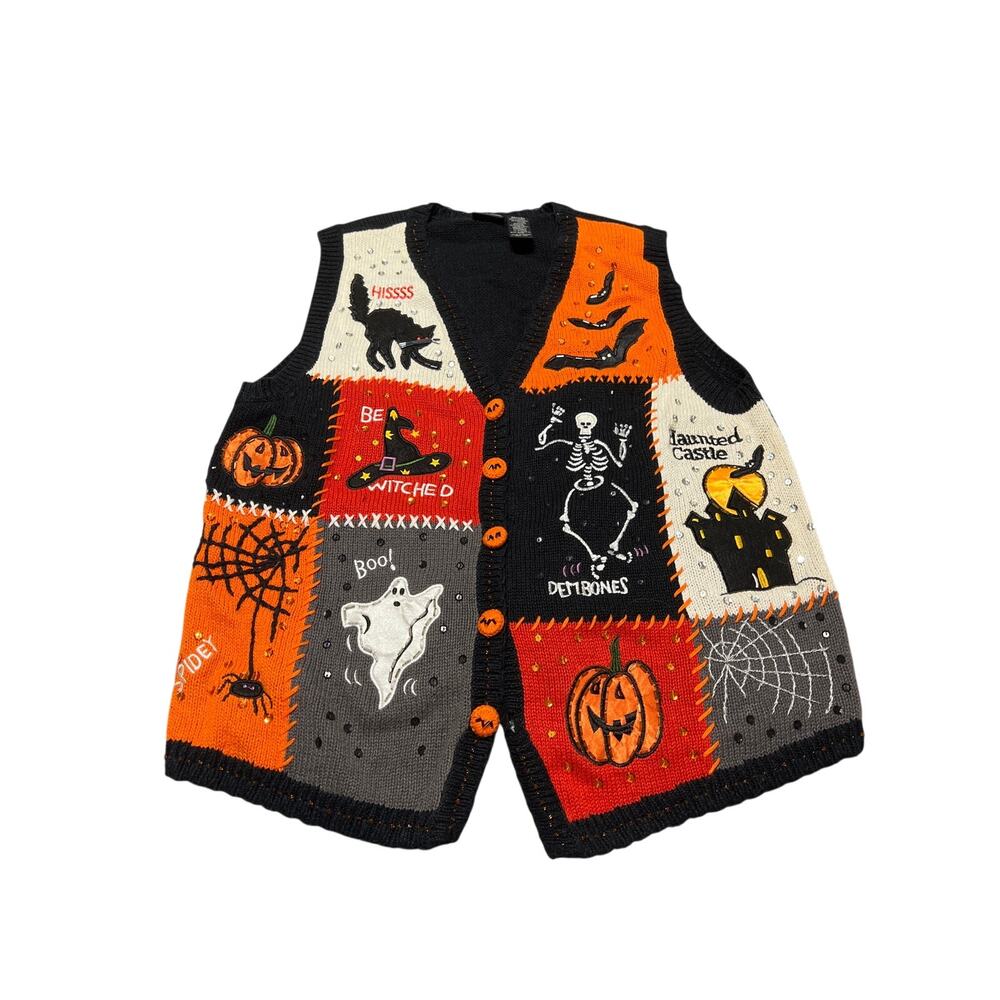 Ugly Halloween Sweater Vintage Size Medium Vest